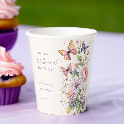 Lifetime of Butterflies floral bridal shower Paper Cups