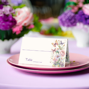 Lifetime of Butterflies floral bridal shower Place Card
