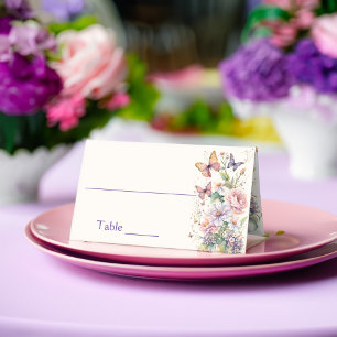 Lifetime of Butterflies floral bridal shower Place Card