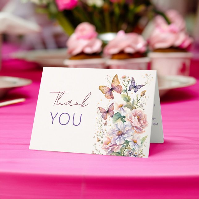 Lifetime of Butterflies floral bridal shower thank You Card (Lifetime of Butterflies floral bridal shower thank Thank You Cards butterflies themed bridal shower )