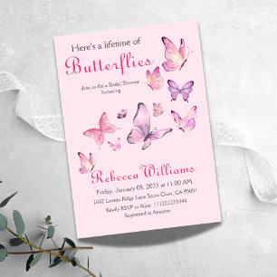 Lifetime of Butterflies Floral Pink Bridal Shower Invitation