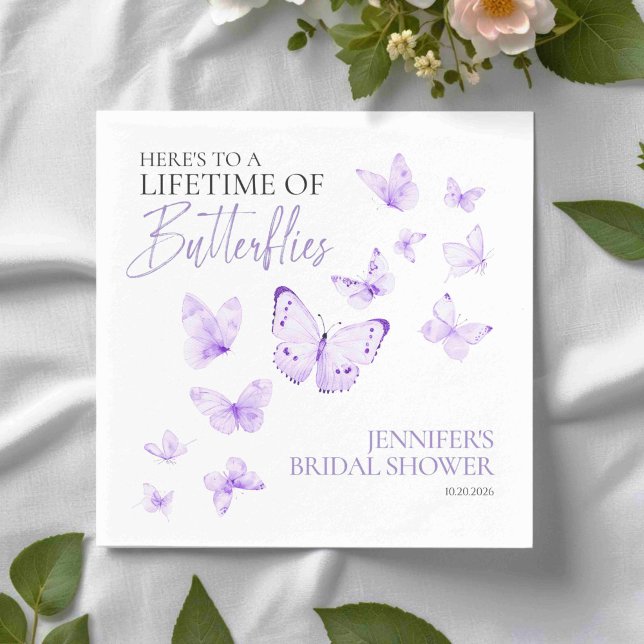 Lifetime Of Butterflies | Lavender Bridal Shower Napkins (Creator Uploaded)