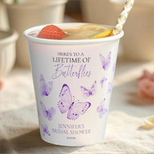 Lifetime of Butterflies Lavender Bridal Shower Paper Cups