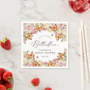 Lifetime of Butterflies Peonies Bridal Shower Napkins
