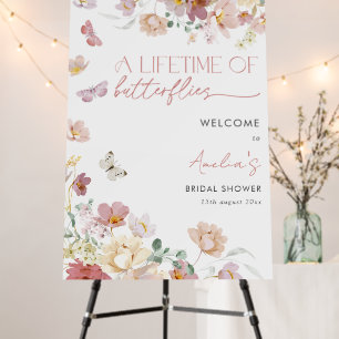Lifetime of Butterflies Pink Bridal Shower Welcome Foam Board