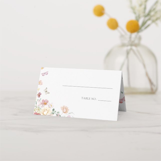 Lifetime of Butterflies Pink Floral Bridal Shower Place Card (Front)