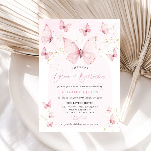 Lifetime of Butterflies Pink Gold Bridal Shower Invitation