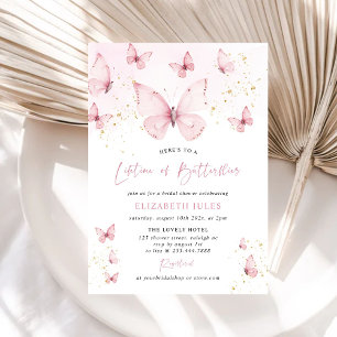 Lifetime of Butterflies Pink Gold Bridal Shower Invitation