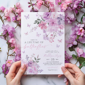 Lifetime of Butterflies Purple Bridal Shower Invitation
