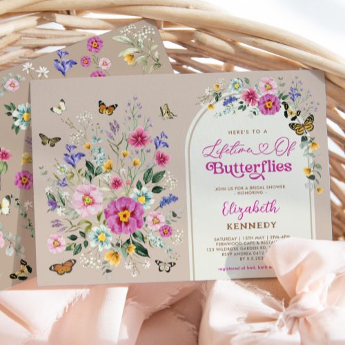 Lifetime of Butterflies Wildflower Bridal Shower Invitation