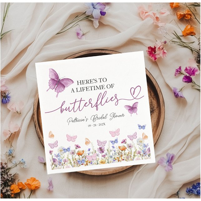 Lifetime of Butterflies Wildflower Bridal Shower  Napkins (Creator Uploaded)