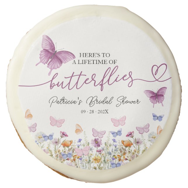 Lifetime of Butterflies Wildflower Bridal Shower  Sugar Cookie (Front)