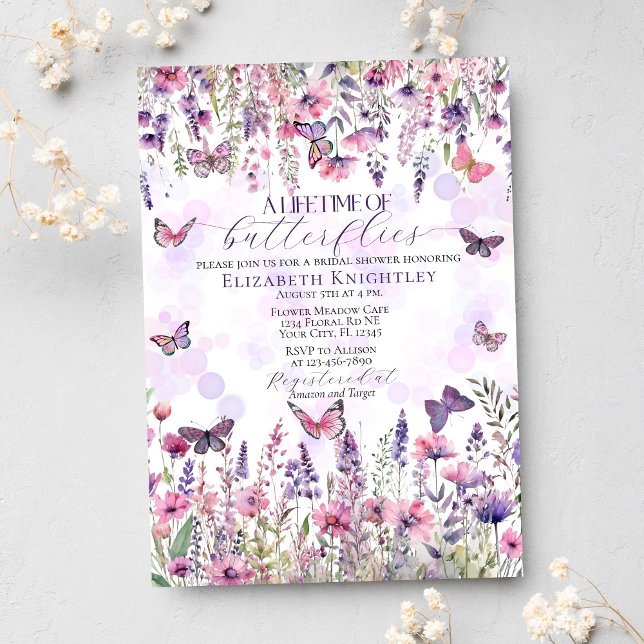 Lifetime of Butterflies Wildflowers Bridal Shower Invitation (Creator Uploaded)