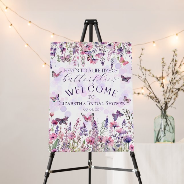 Lifetime of Butterflies Wildflowers Party Welcome Foam Board (In Situ (Stand))