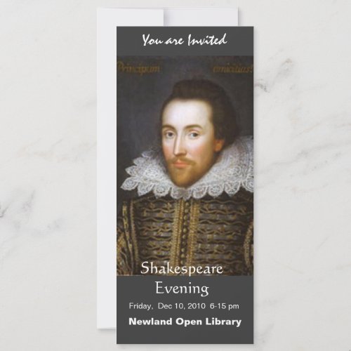 Lifetime Portrait of Shakespeare Invitation