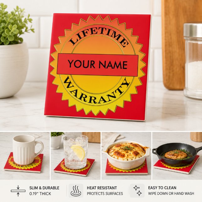 Lifetime Warranty Symbol Your Name Ceramic Tile (Lifetime Warranty Symbol Your Name Ceramic Tile)