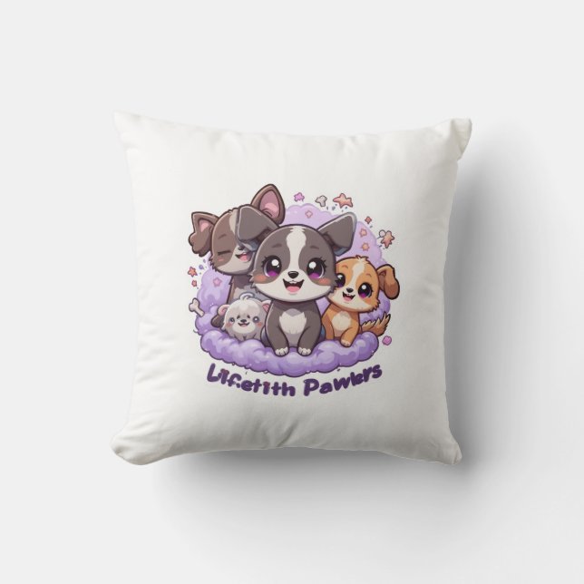 Lifetith Pawers Pillow – Cute Cartoon Puppy Throw  (Front)
