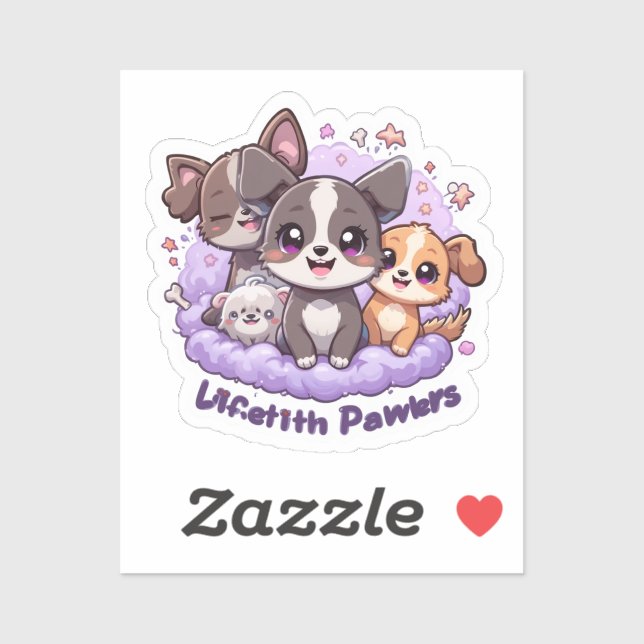 Lifetith Pawers Vinyl Cute Puppy Dog Pack Decal (Sheet)