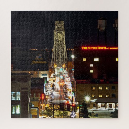 Lift Bridge and Night Lights  Jigsaw Puzzle