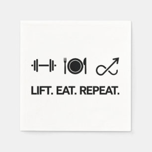 Lift. Eat. Repeat. - Motivational Fitness Design Napkins