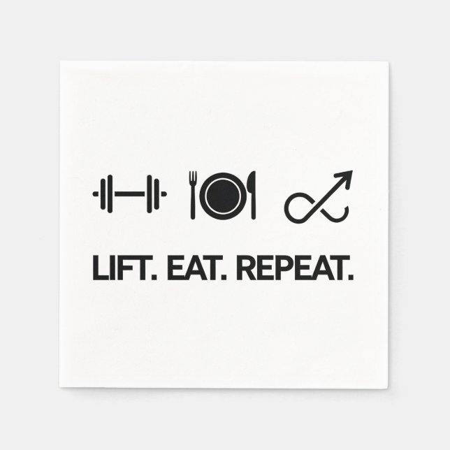 Lift. Eat. Repeat. - Motivational Fitness Design Napkins (Front)