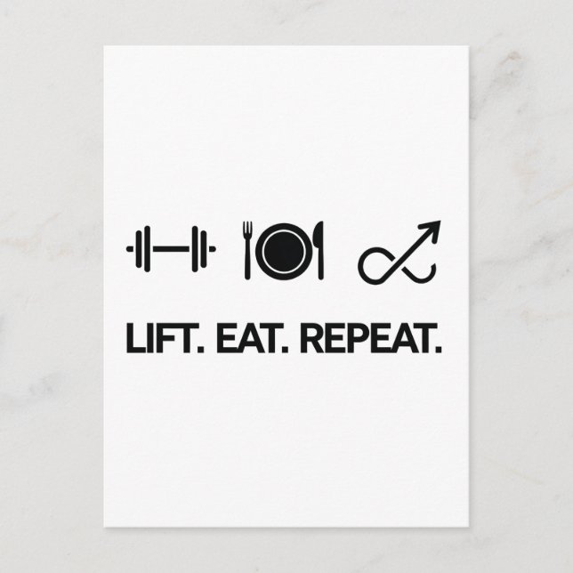 Lift. Eat. Repeat. - Motivational Fitness Design Postcard (Front)