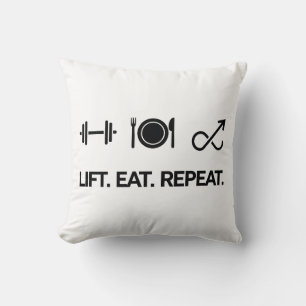 Lift. Eat. Repeat. - Motivational Fitness Design Throw Pillow