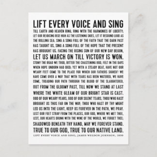 Lift Every Voice and Sing Black History Poem Postcard
