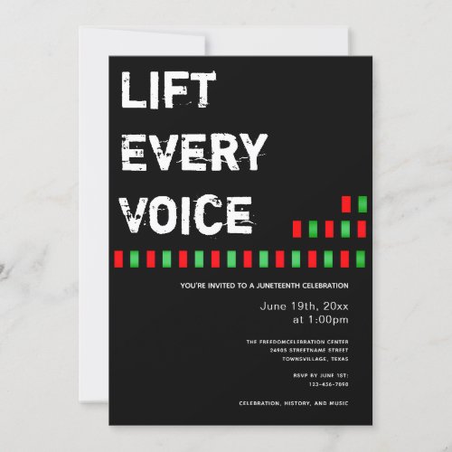 Lift Every Voice Juneteenth Red Black Green Invitation