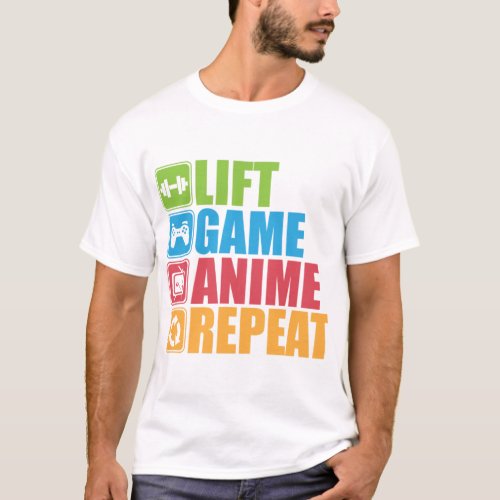 Lift Game Anime Repeat _ Icon Pictogram   T_Shirt