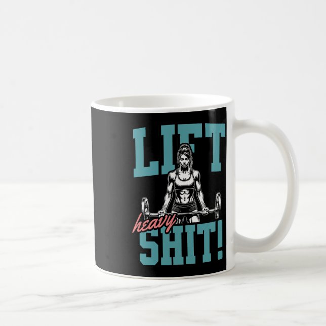 Lift Heavy 2 Funny Gym Workout Tee Powerlifting Hu Coffee Mug (Right)