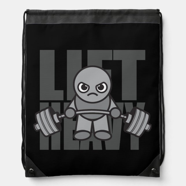 Lift Heavy - Anime Kawaii Workout Motivational Drawstring Bag (Front)