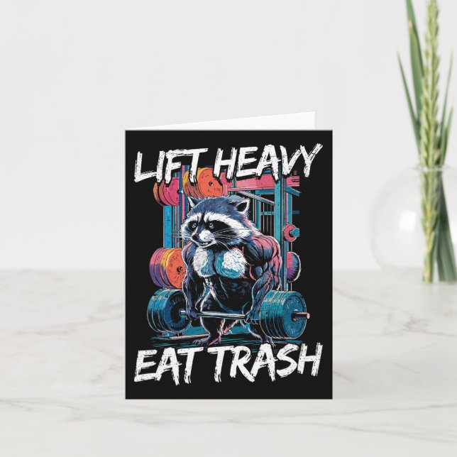 Lift Heavy Eat Trash Weightlifting Bodybuilding Gy Card (Front)