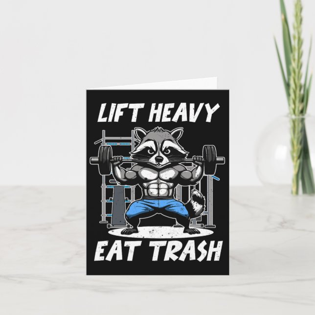 Lift Heavy Eat Trash Weightlifting Bodybuilding Gy Card (Front)