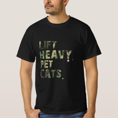 Lift Heavy Pet Cats American Flag Military Weightl T_Shirt