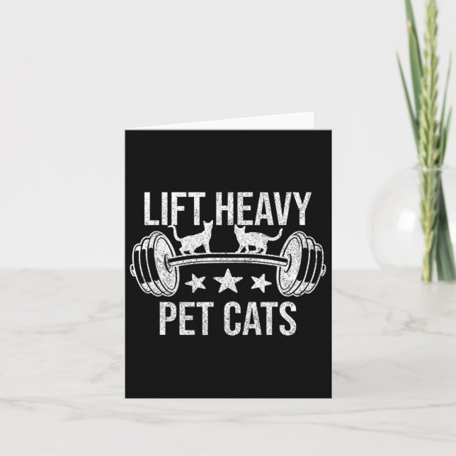 Lift Heavy Pet Cats Bodybuilding Weightlifting Cat Card (Front)