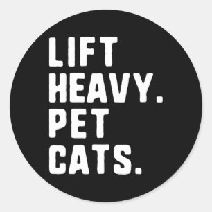 Lift Heavy Pet Cats Funny Gym Workout Weight Lifti Classic Round Sticker