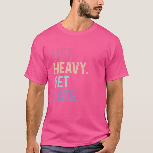 Lift Heavy Pet Cats - Gym Workout Weight Lifting V T-Shirt (Front)