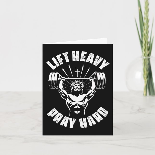 Lift Heavy Pray Hard Christian Bodybuilding Gym Ch Card (Front)