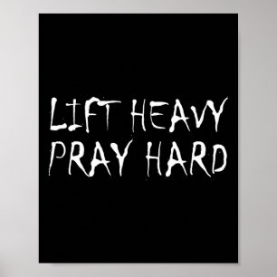 Lift Heavy Pray Hard Fitness Bodybuilding Jesus Fa Poster