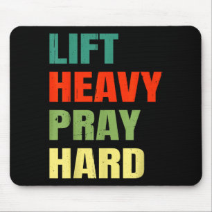 Lift Heavy Pray Hard Gym Christian Funny Saying Je Mouse Pad