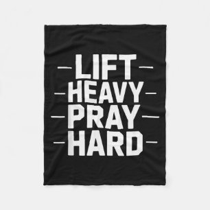 Lift Heavy Pray Hard Gym Christian Gift Jesus Fait Fleece Blanket