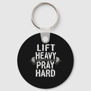 Lift Heavy Pray Hard Jesus Gym Weightlifter Deadli Keychain