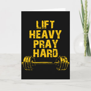 Lift Heavy Pray Hard Workout Christian Lifting Jes Card