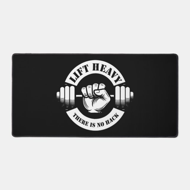 Lift Heavy There Is No Hack Desk Mat (Front)