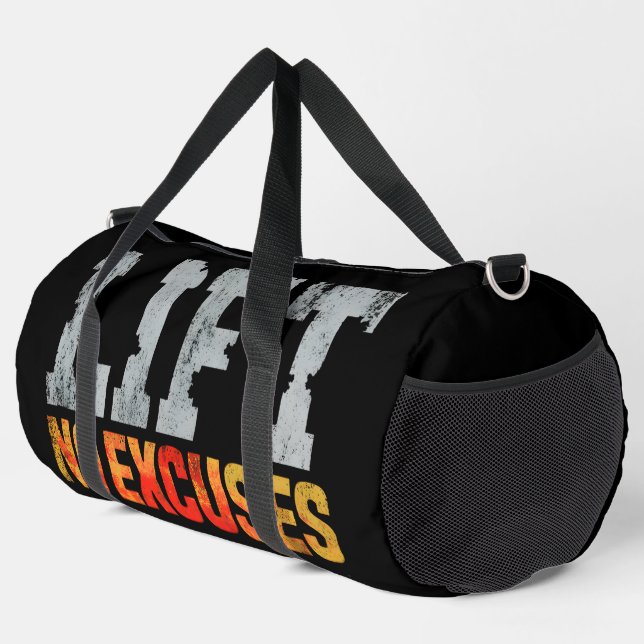 LIFT NO EXCUSES GYM WORKOUT DUFFLE BAG (Right Corner)