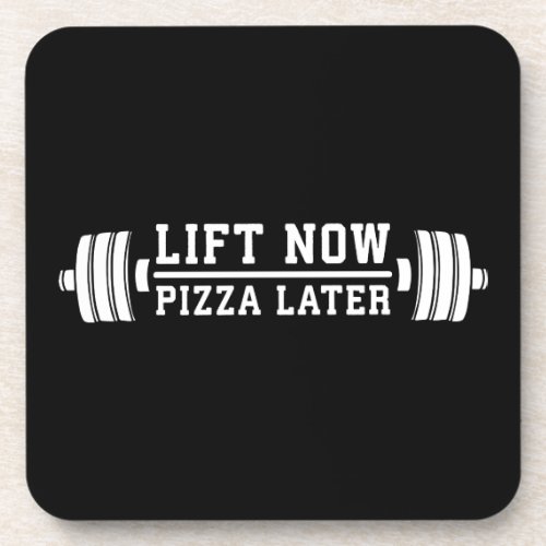 Lift Now Pizza Later Barbell _ Funny Novelty Gym Beverage Coaster