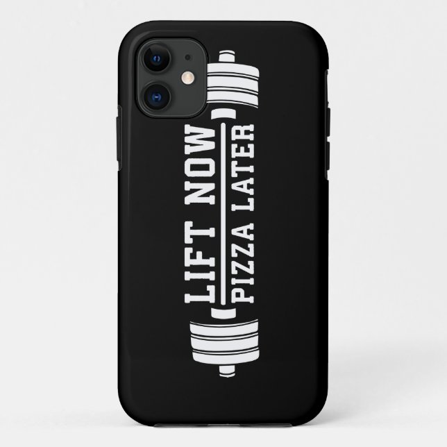 Lift Now, Pizza Later, Barbell - Funny Novelty Gym Case-Mate iPhone Case (Back)