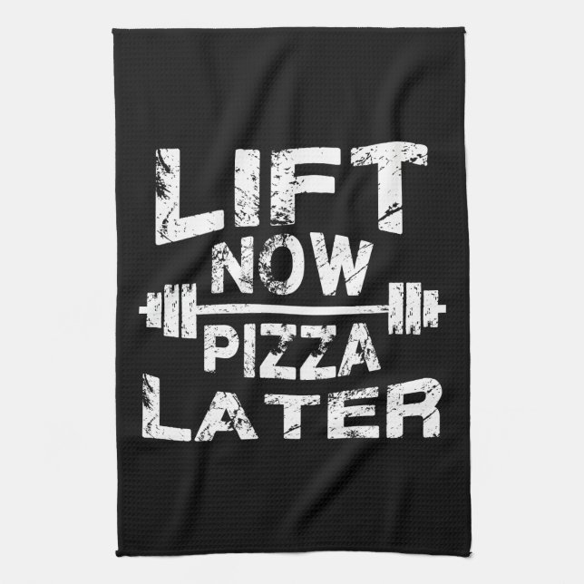Lift Now, Pizza Later - Funny Gym Workout Towel (Vertical)