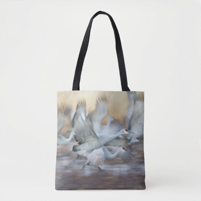 Lift off of Sandhill Cranes Tote Bag (Front)